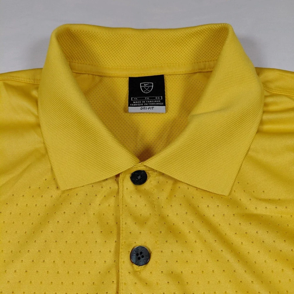 Nike Golf‎ Mens XL Yellow Dri-Fit Short Sleeve Perforated Polo Shirt RN56323